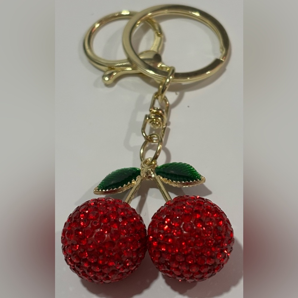 2/$20 | Cherry Keychain | Pink or Red | Rhinestone Charm